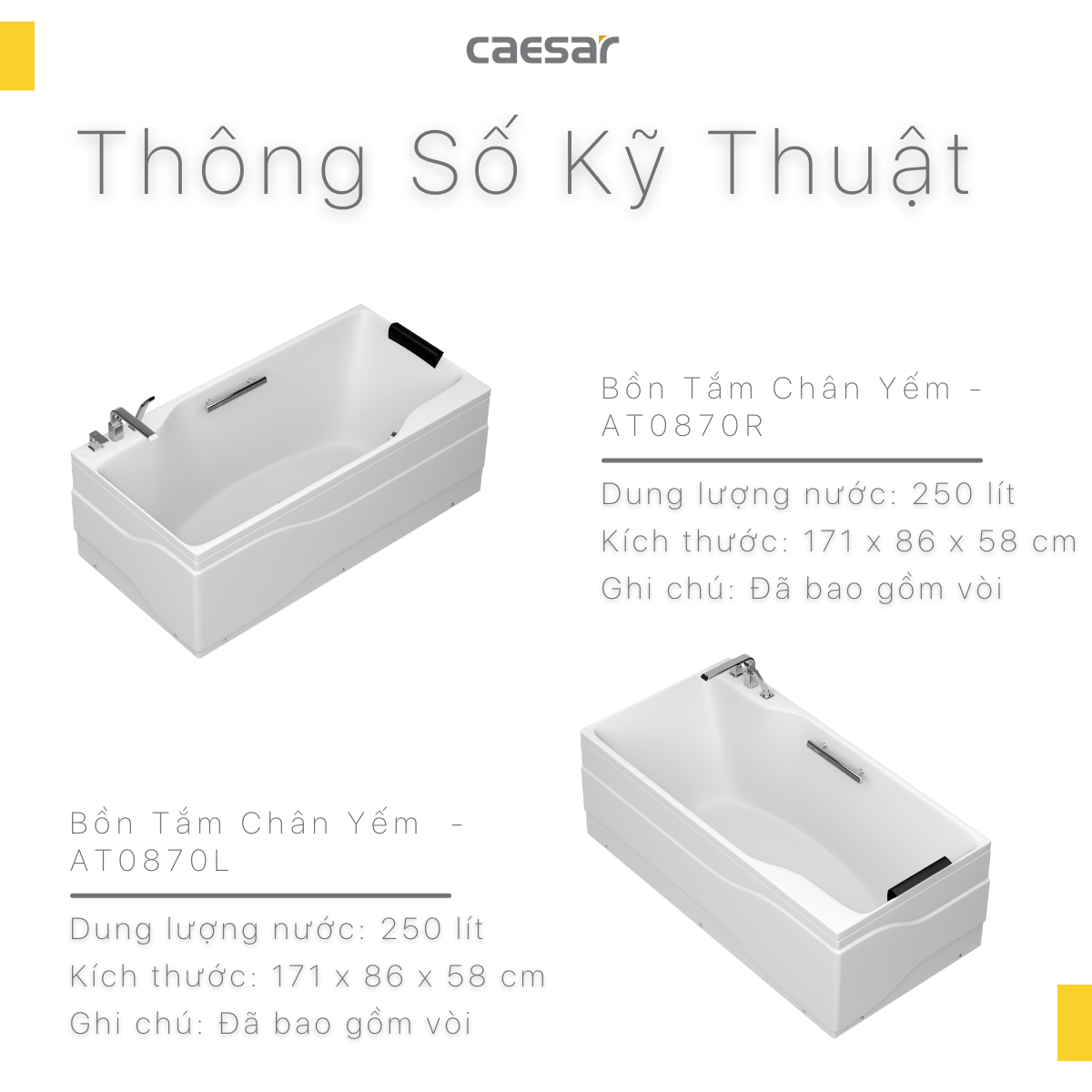 Bồn Tắm Chân Yếm Caesar AT0870L