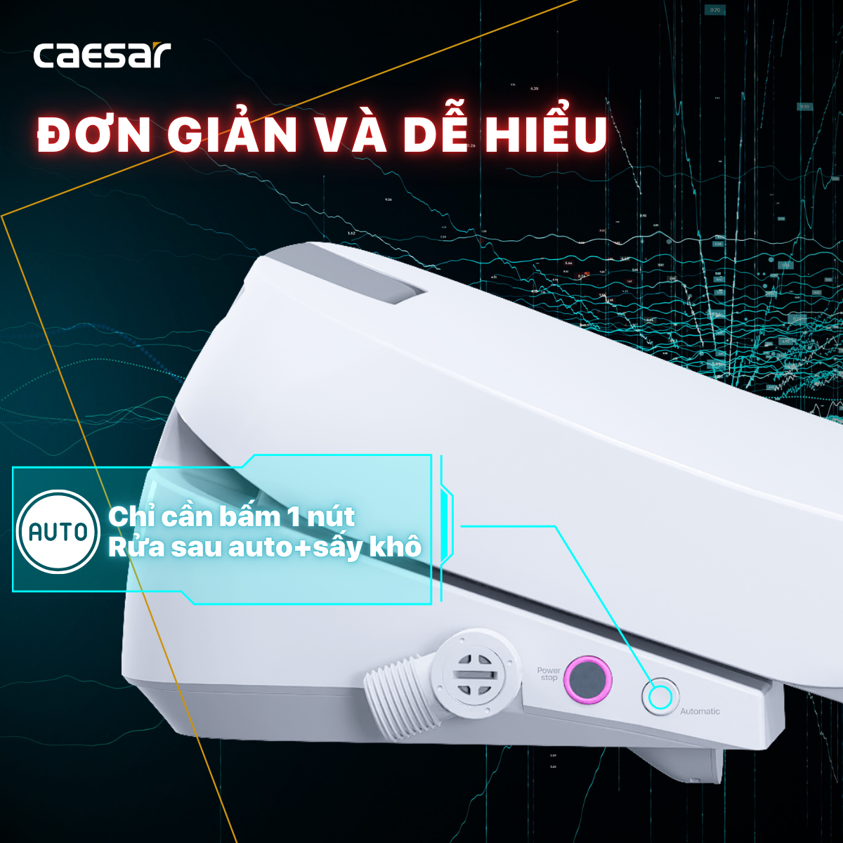 Bàn Cầu một khối kết hợp với nắp điện tử Caesar C1375F/TAF610H