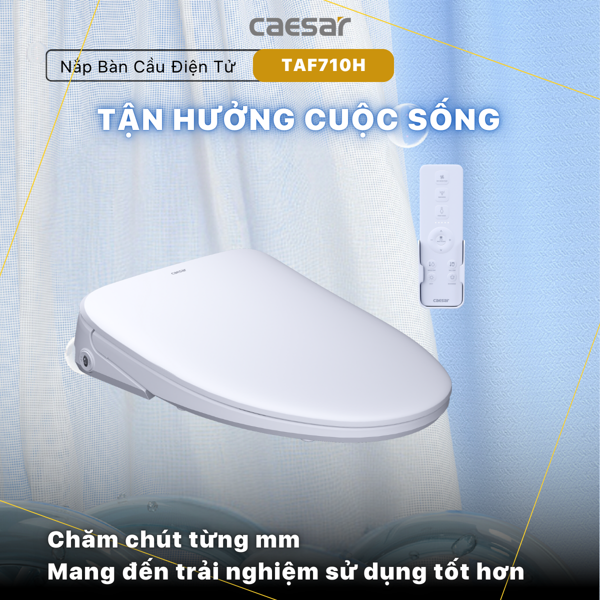 Bàn Cầu một khối kết hợp với nắp điện tử Caesar C1375F/TAF710H