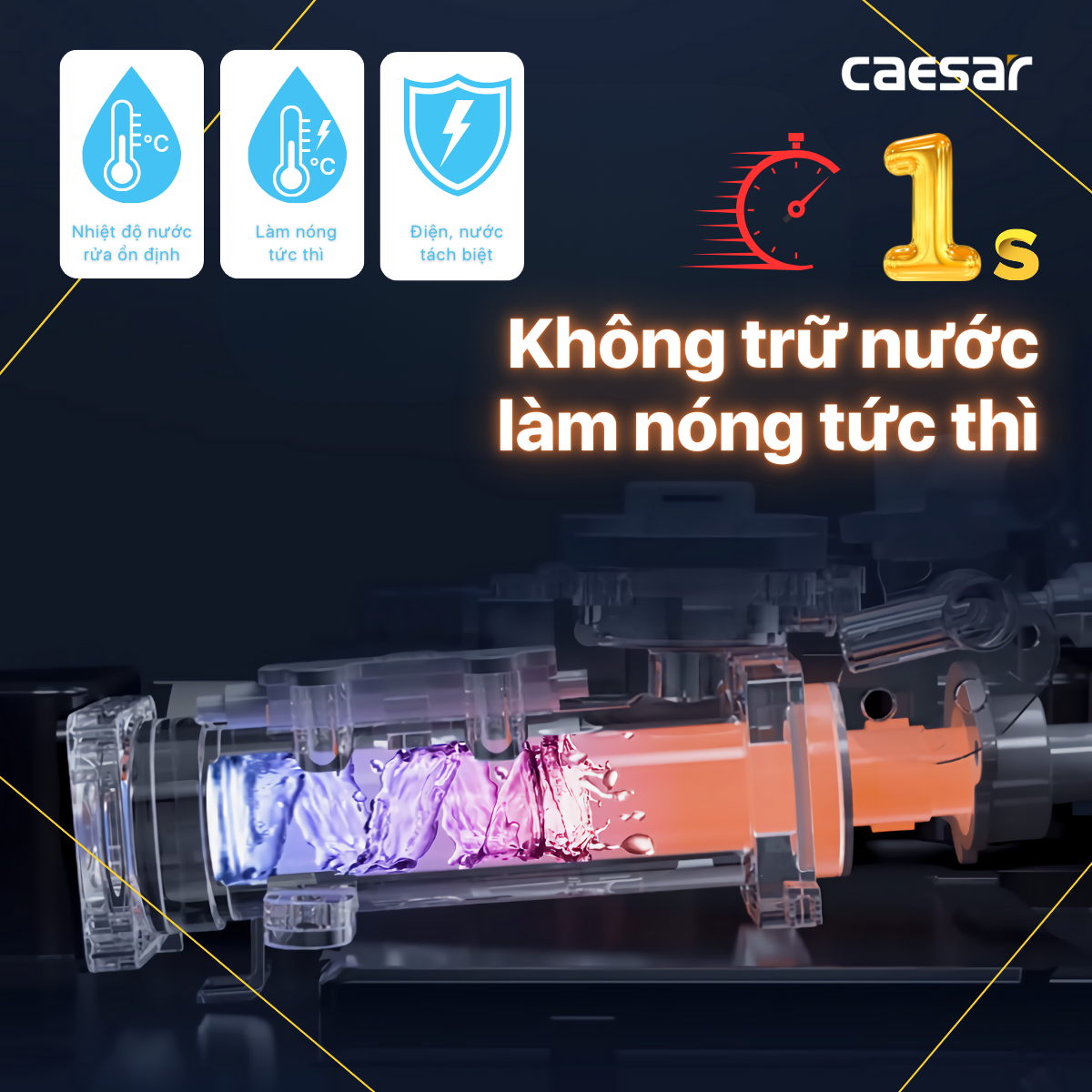 Bàn Cầu một khối kết hợp với nắp điện tử Caesar C1375F/TAF710H
