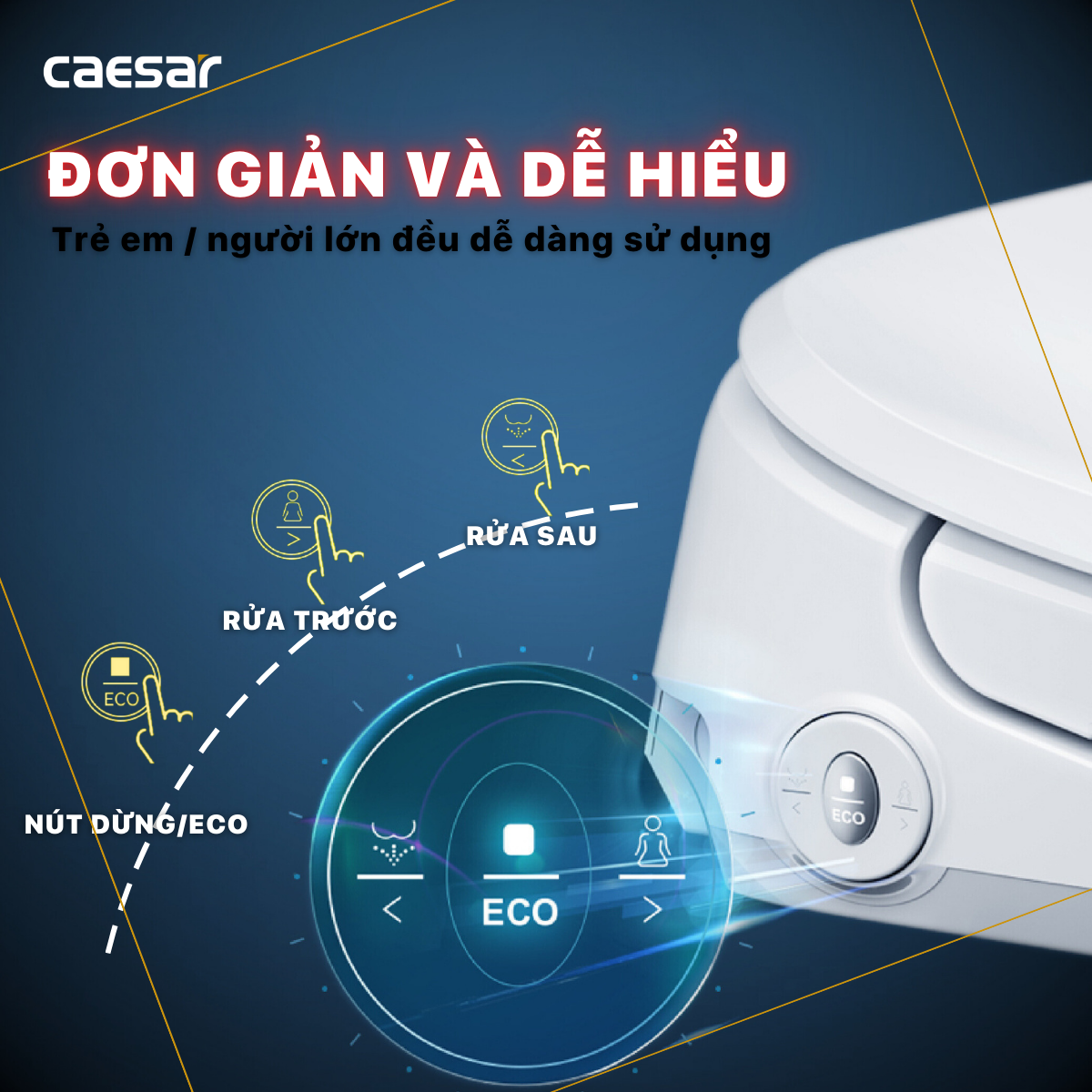 Bàn Cầu một khối kết hợp với nắp điện tử Caesar C1375F/TAF710H