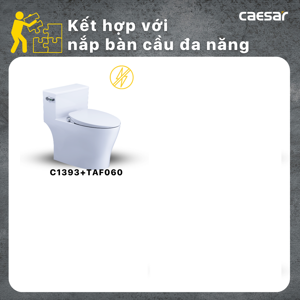 Bàn Cầu Một Khối Nắp Êm Caesar C1393