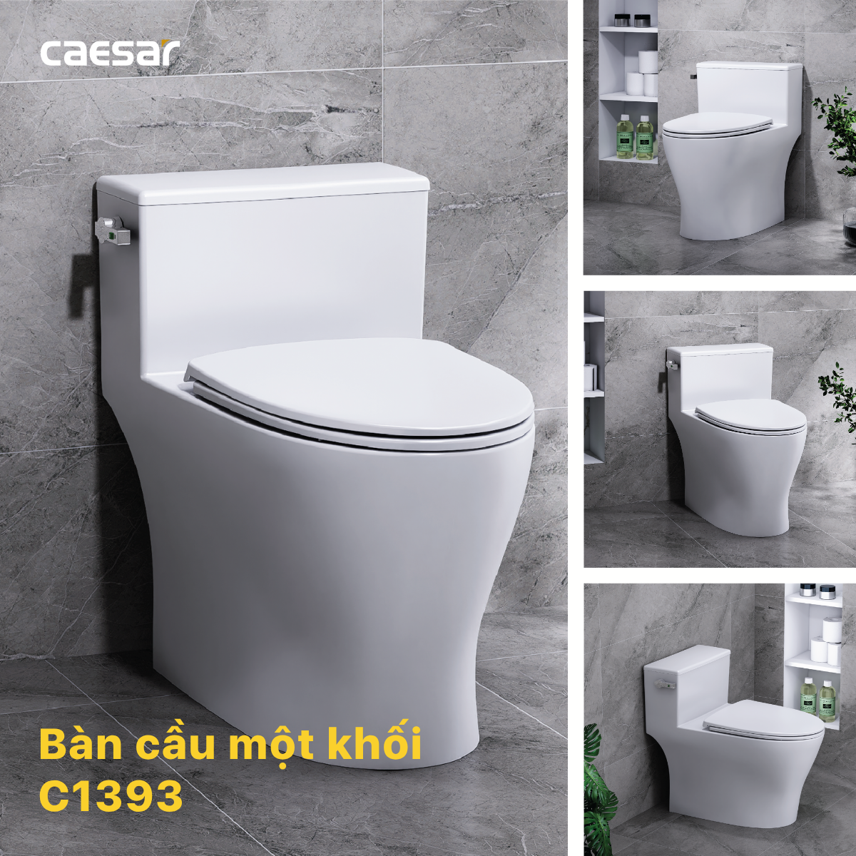 Bàn Cầu Một Khối Nắp Êm Caesar C1393