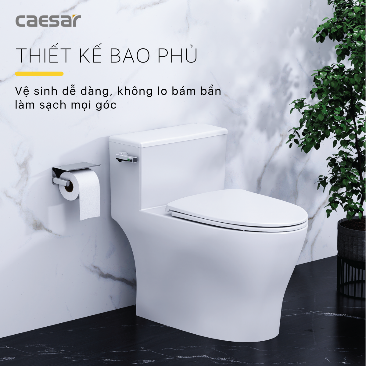 Bàn Cầu Một Khối Nắp Êm Caesar C1393