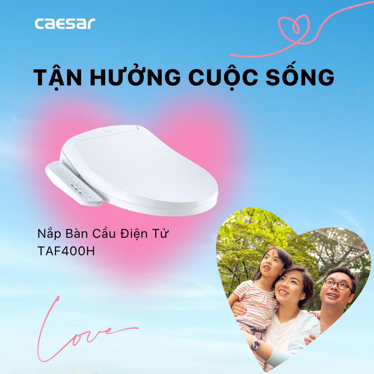 Bàn Cầu Một Khối kết hợp nắp điện tử Caesar C1393F/TAF400H