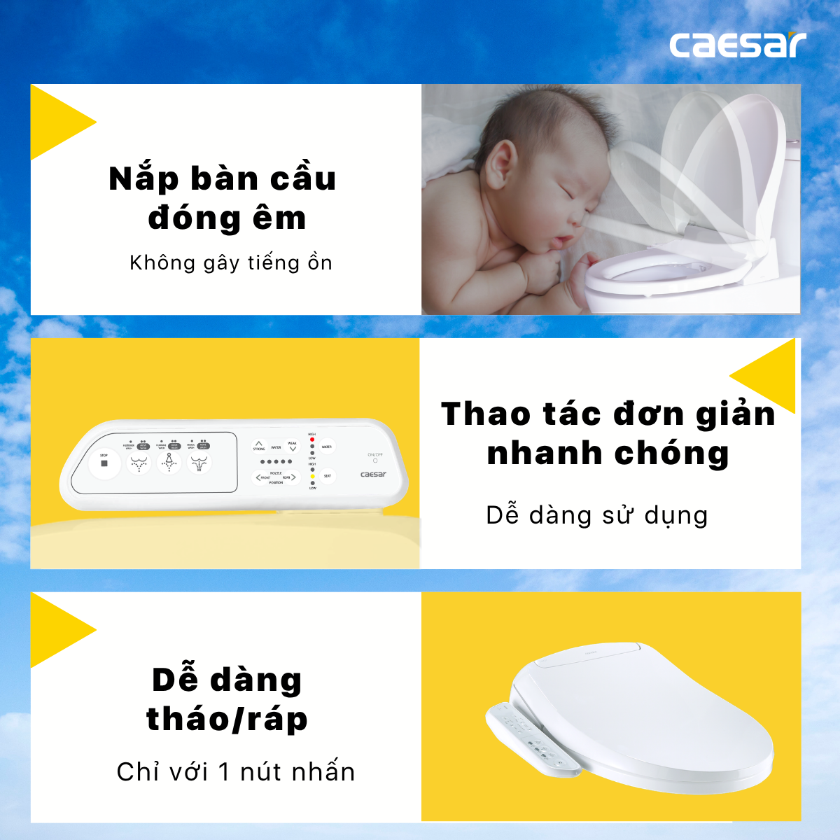 Bàn Cầu Một Khối kết hợp nắp điện tử Caesar C1393F/TAF400H
