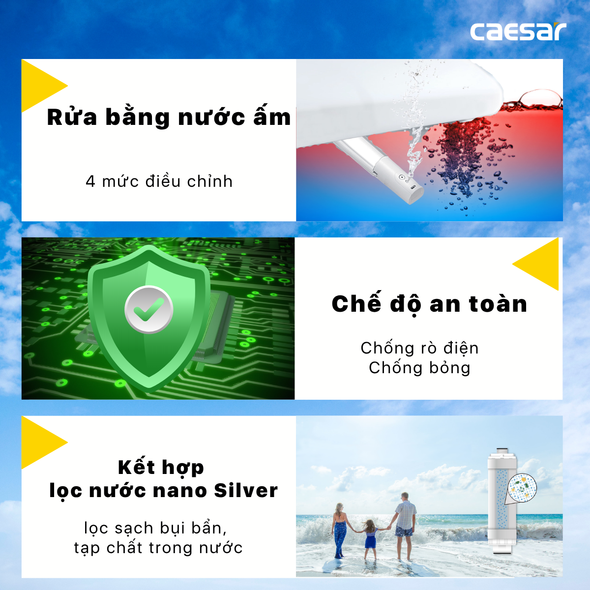 Bàn Cầu Một Khối kết hợp nắp điện tử Caesar C1393F/TAF400H
