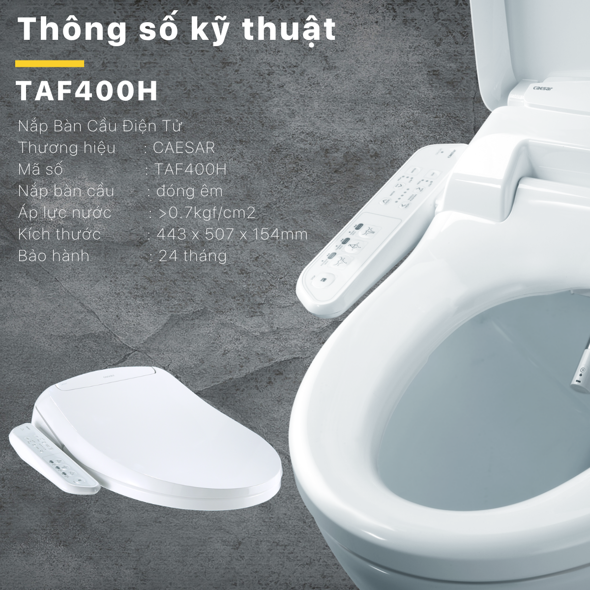 Bàn Cầu Một Khối kết hợp nắp điện tử Caesar C1393F/TAF400H
