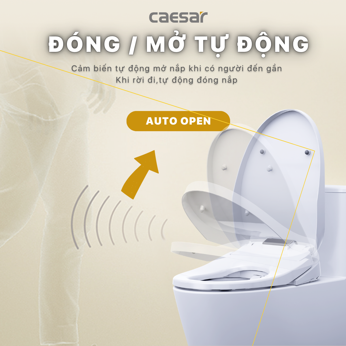 Bàn Cầu Một Khối kết hợp nắp điện tử Caesar C1393F/TAF610H