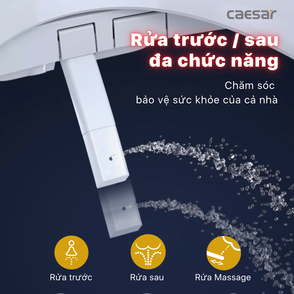 Bàn Cầu Một Khối kết hợp nắp điện tử Caesar C1393F/TAF710H