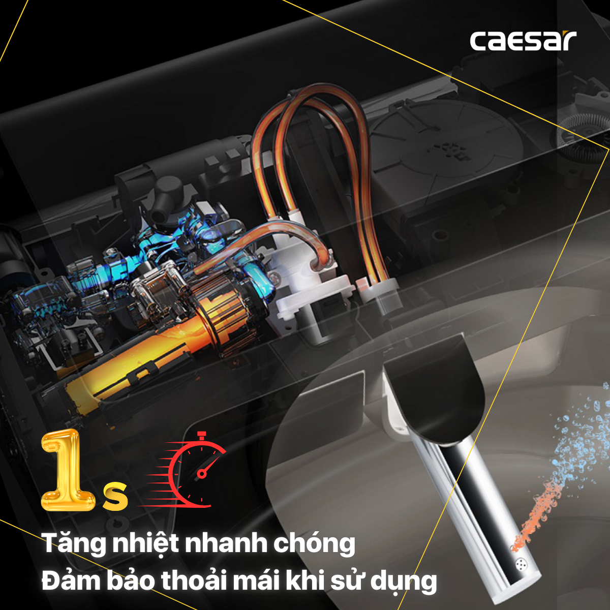 Bàn Cầu Một Khối kết hợp nắp điện tử Caesar C1395F/TAF610H