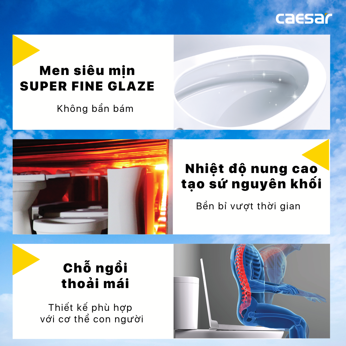 Bàn Cầu hai khối kết hợp với nắp điện tử Caesar CD1338/TAF512H