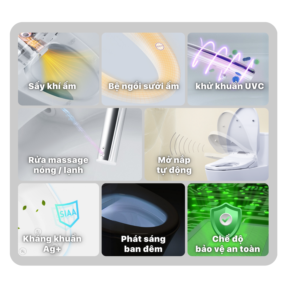Bàn Cầu hai khối kết hợp nắp Thông Minh Caesar CD1341/TAF610H