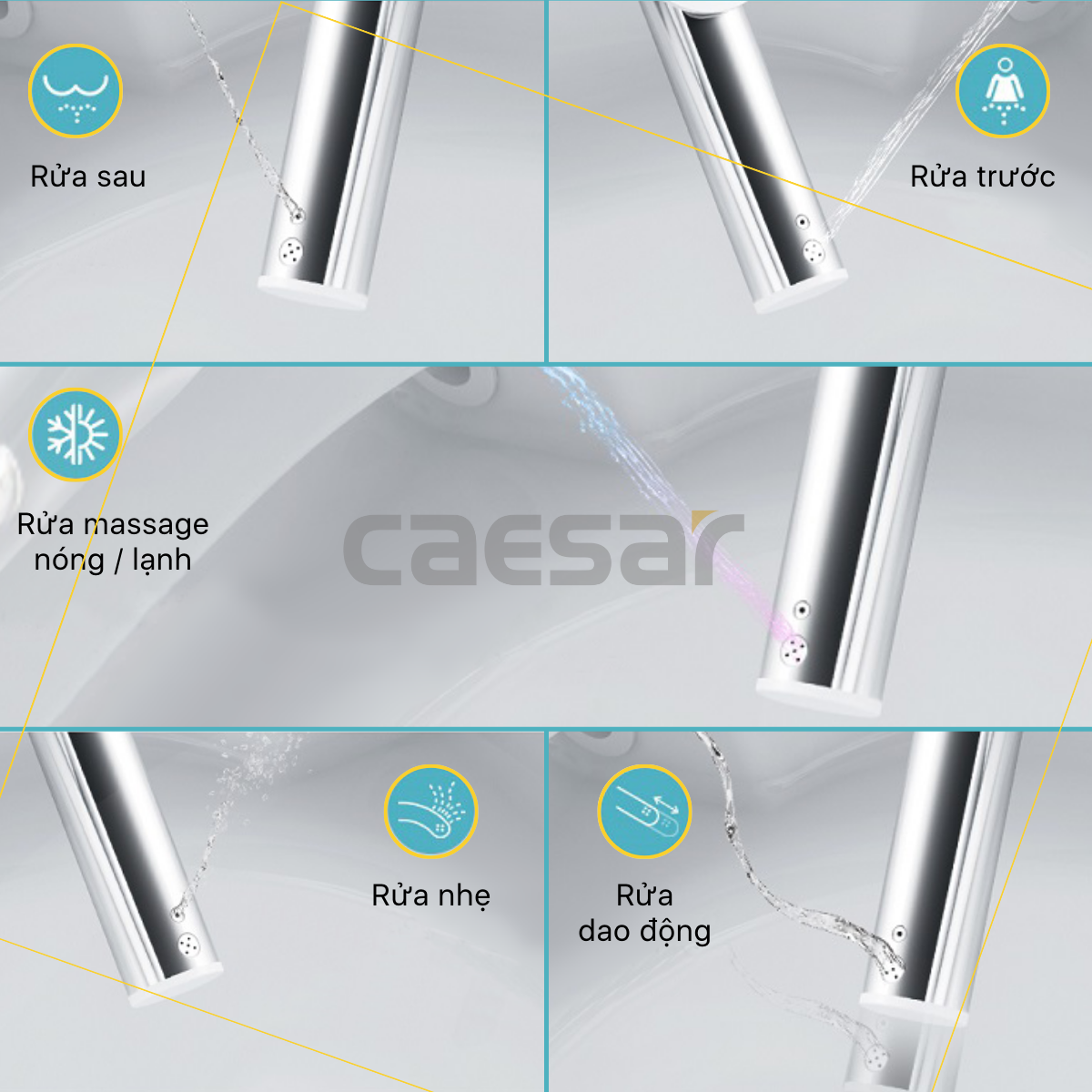 Bàn Cầu hai khối kết hợp nắp Thông Minh Caesar CD1341/TAF610H