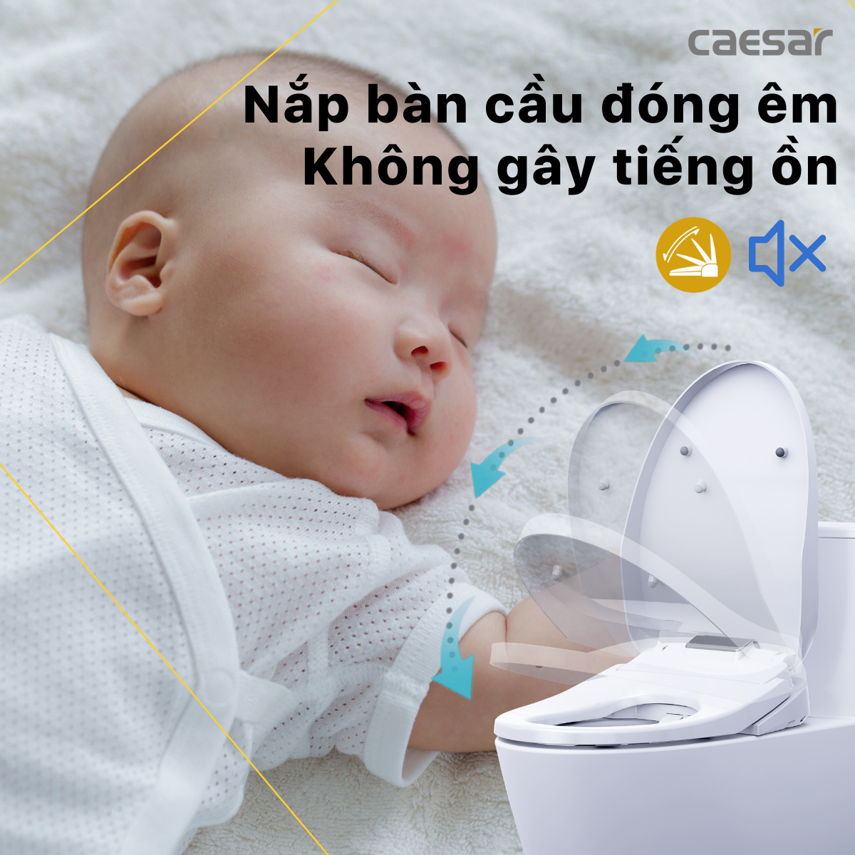 Bàn Cầu hai khối kết hợp nắp Thông Minh Caesar CD1341/TAF610H