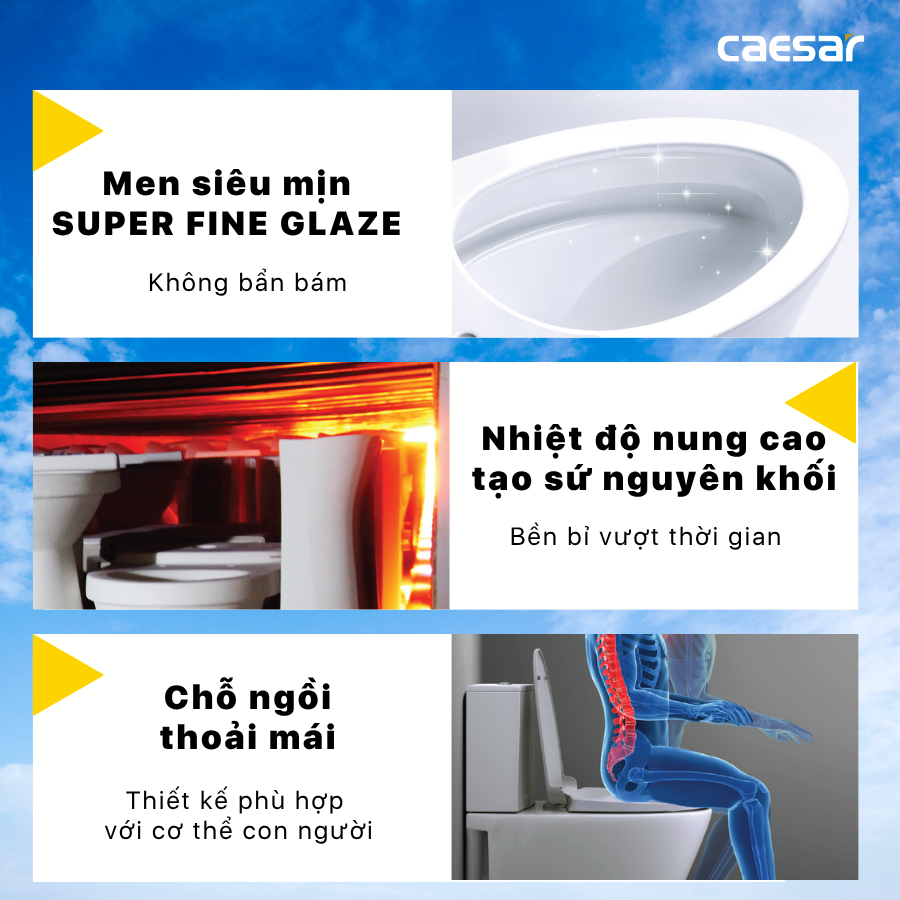 Bàn cầu kết hợp nắp cơ đa năng Caesar CD1342/TAF060