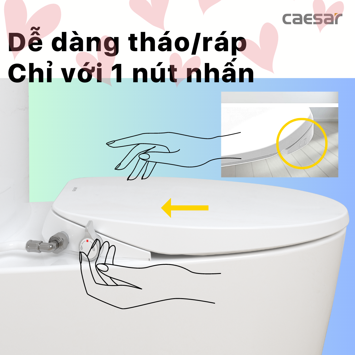 Bàn cầu kết hợp nắp cơ đa năng Caesar CD1342/TAF060