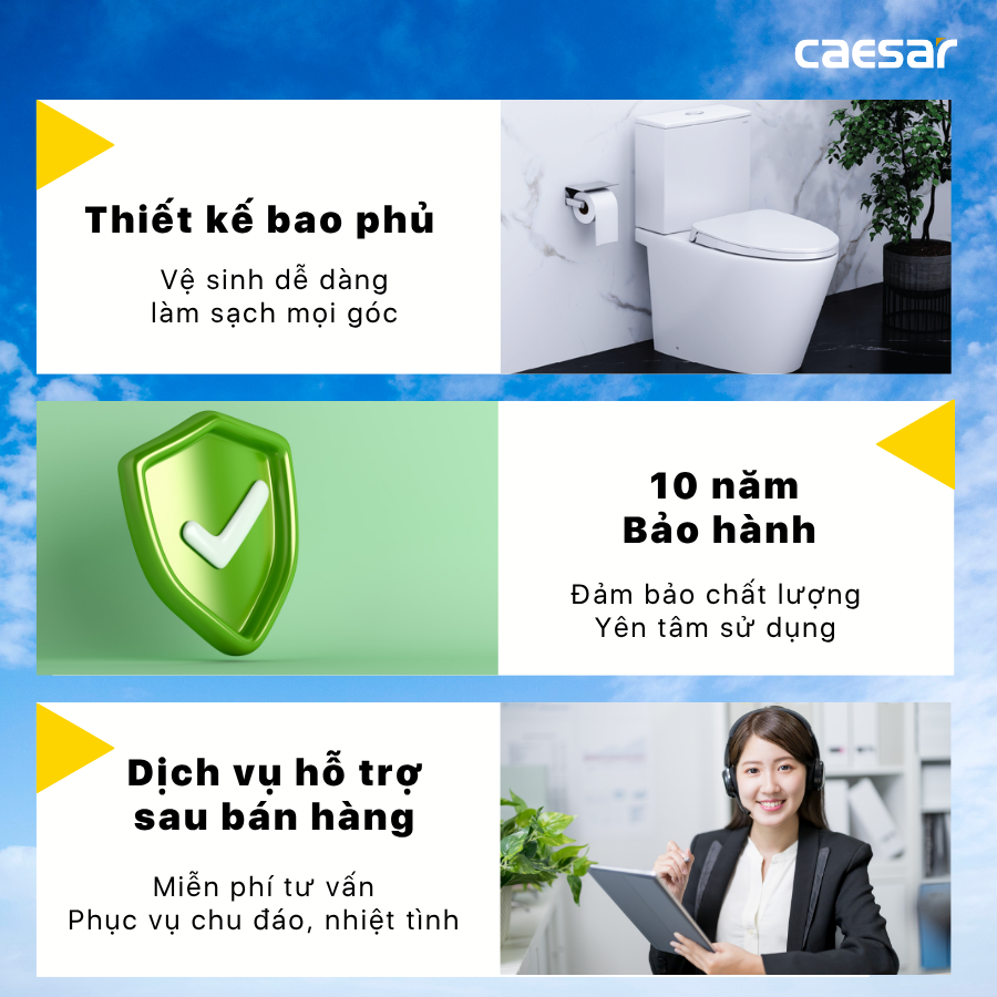 Bàn cầu kết hợp nắp cơ đa năng Caesar CD1342/TAF060