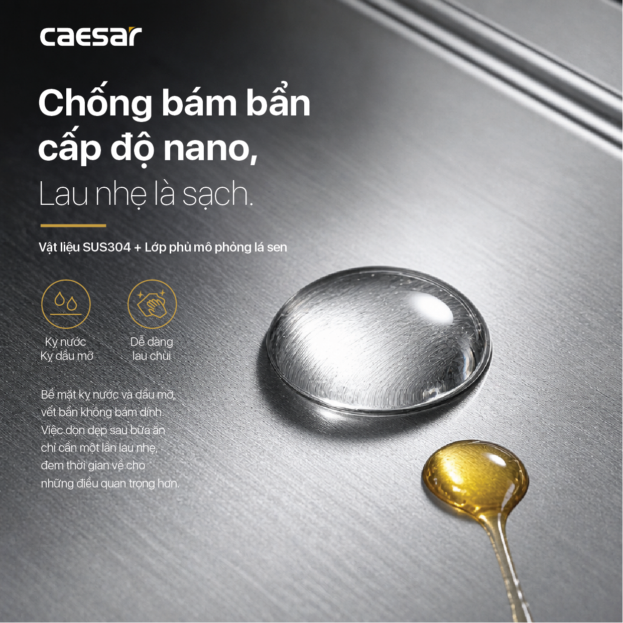 Chậu rửa chén inox 1 hộc âm viền Caesar KSH11H060SX
