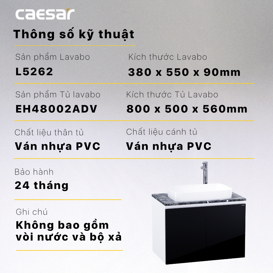Lavabo kết hợp tủ treo Caesar L5262/EH48002ADV