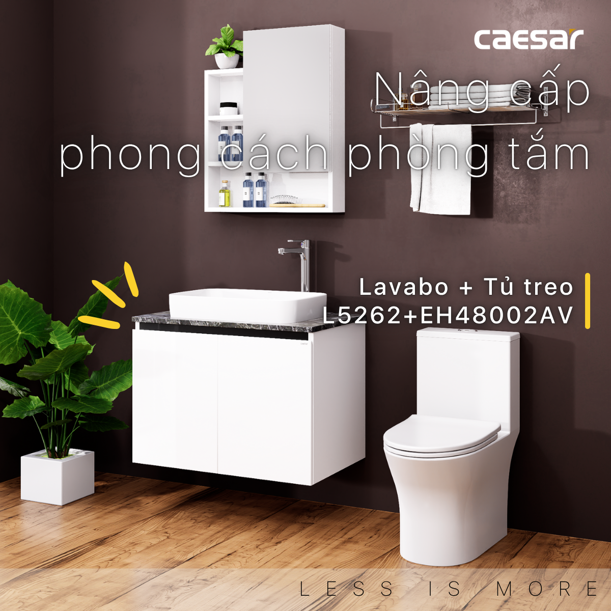 Lavabo kết hợp tủ treo Caesar L5262/EH48002AV