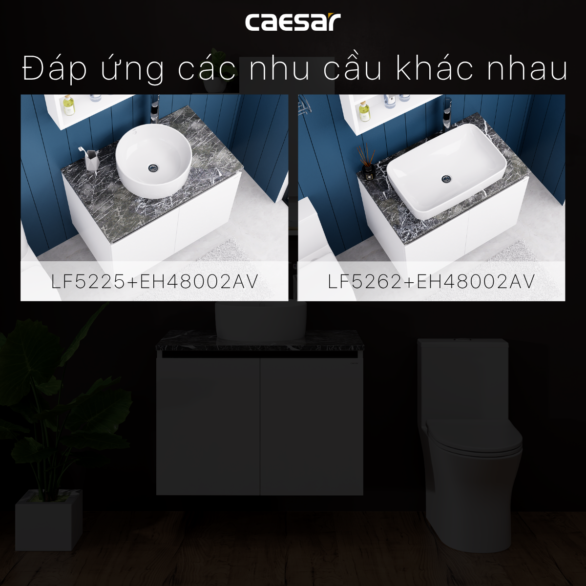 Lavabo kết hợp tủ treo Caesar L5262/EH48002AV