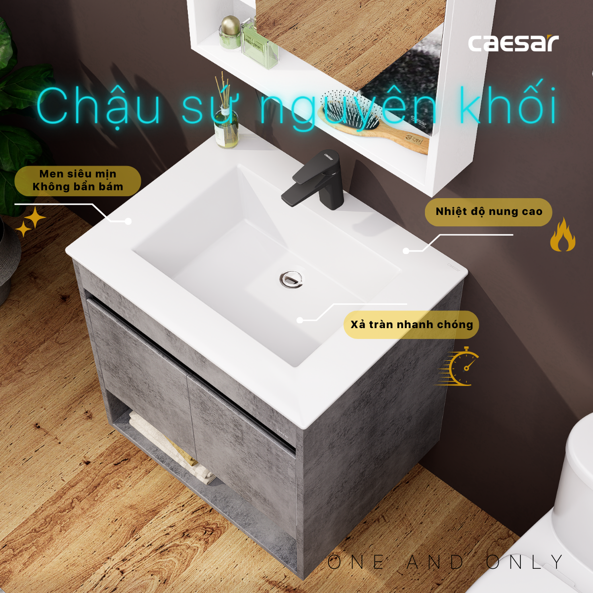 Lavabo kết hợp tủ treo Caesar LF5030/EH05030ASV