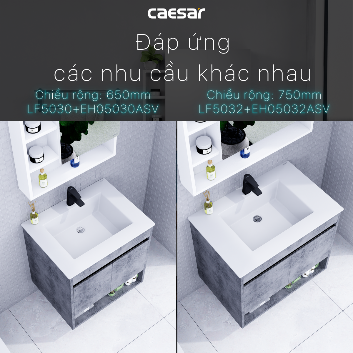 Lavabo kết hợp tủ treo Caesar LF5030/EH05030ASV