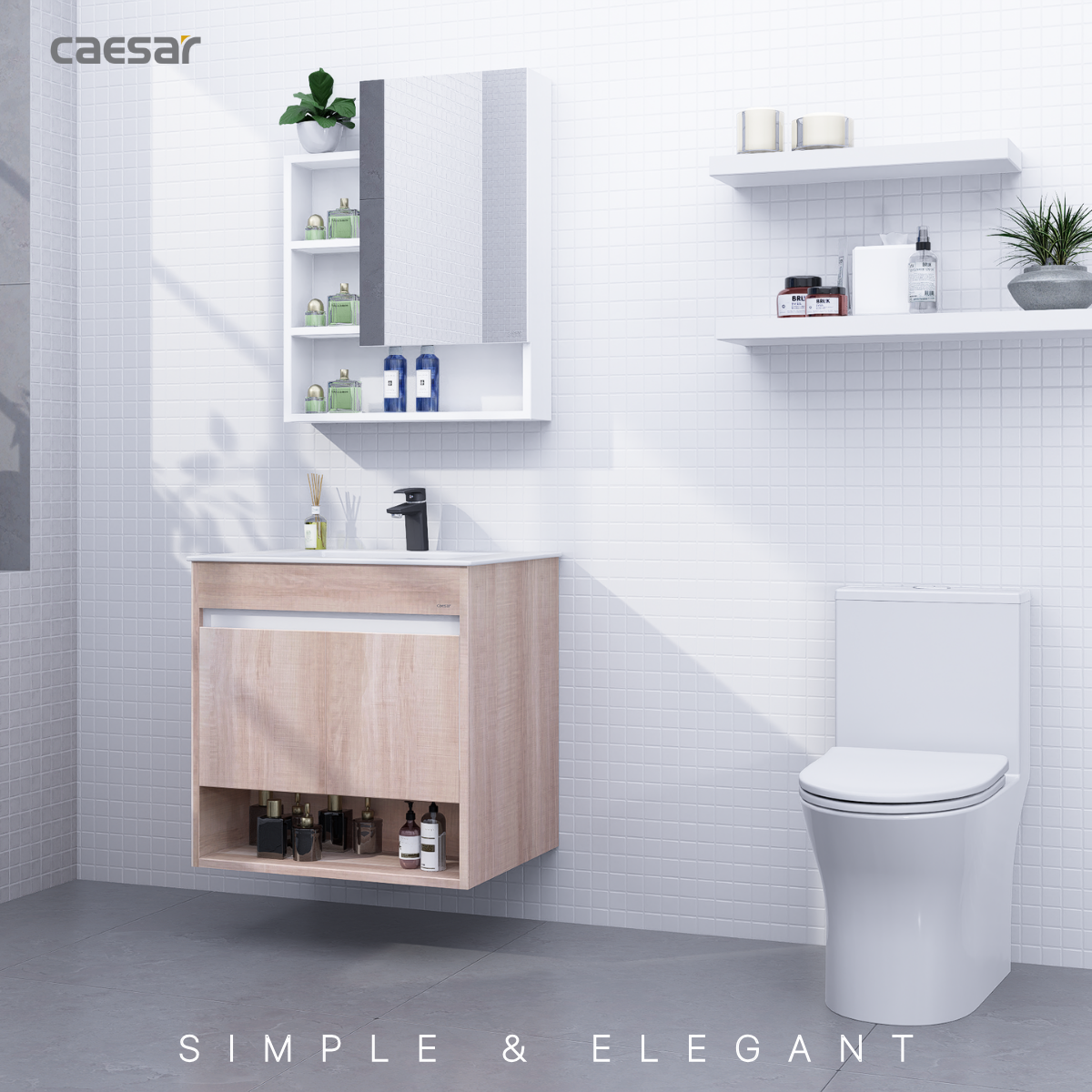 Lavabo kết hợp tủ treo Caesar LF5030/EH15030AW7V
