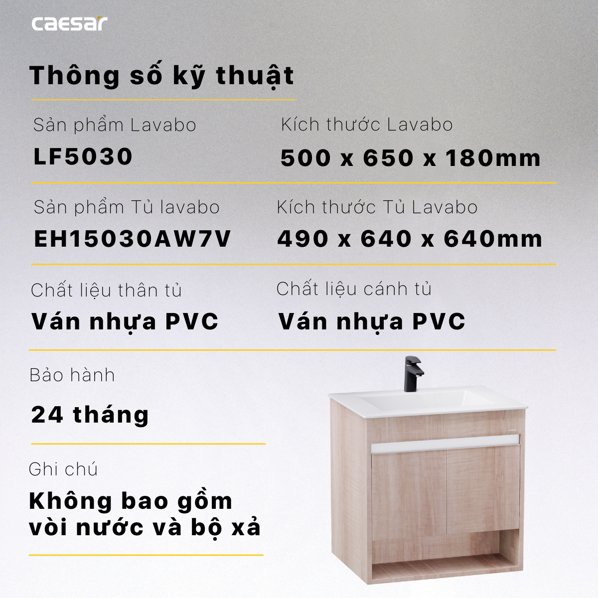 Lavabo kết hợp tủ treo Caesar LF5030/EH15030AW7V