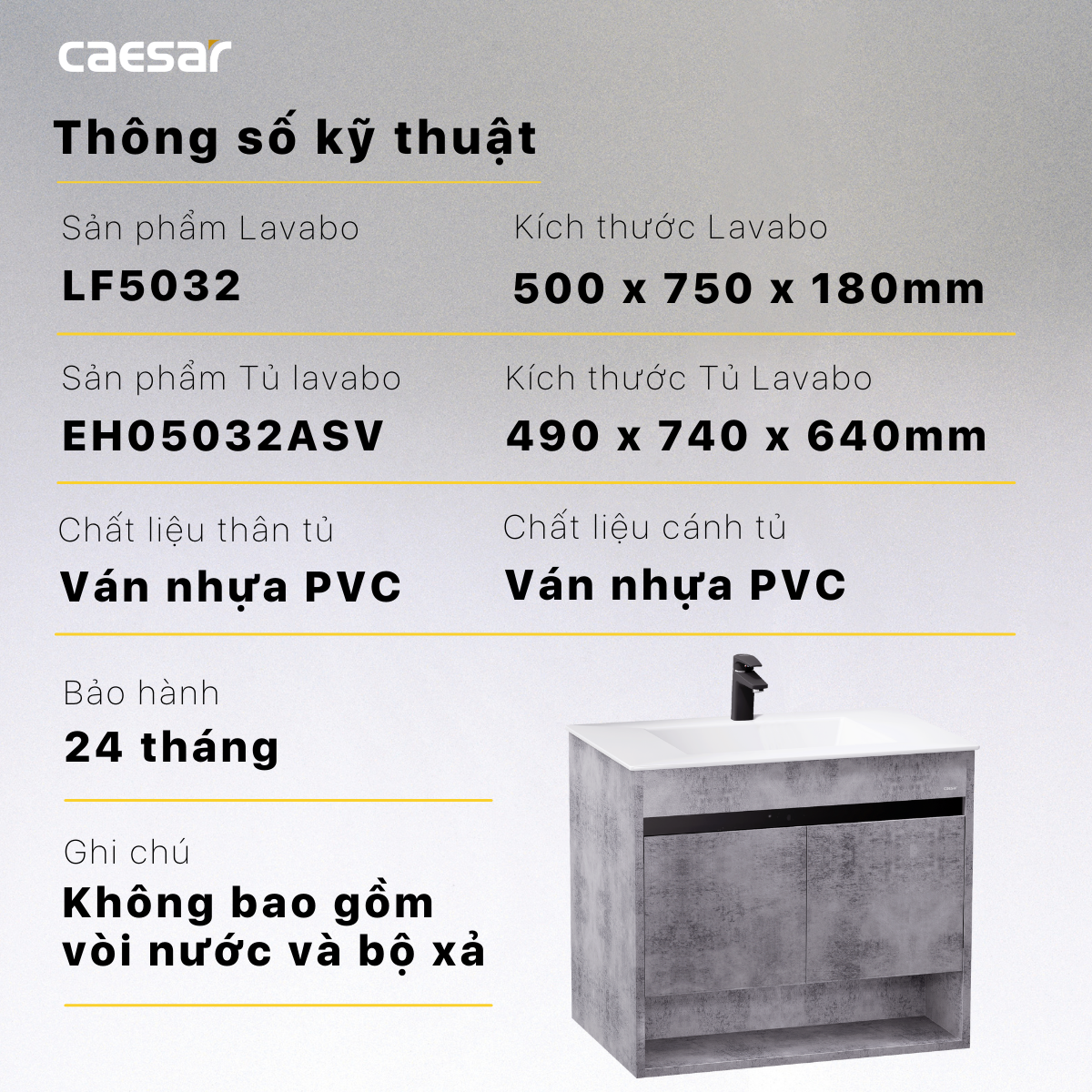 Lavabo kết hợp tủ treo Caesar LF5032/EH05032ASV
