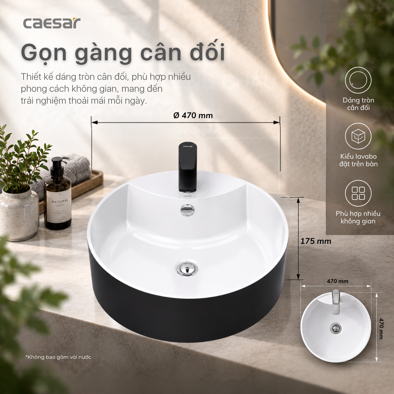 Lavabo Đặt Trên Bàn Caesar LF5240B