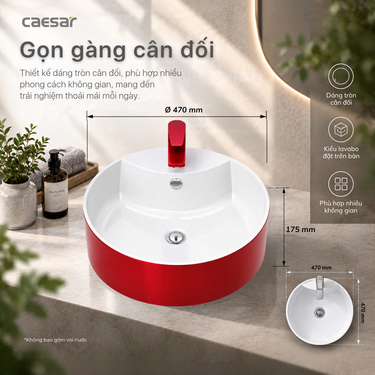 Lavabo Đặt Trên Bàn Caesar LF5240R