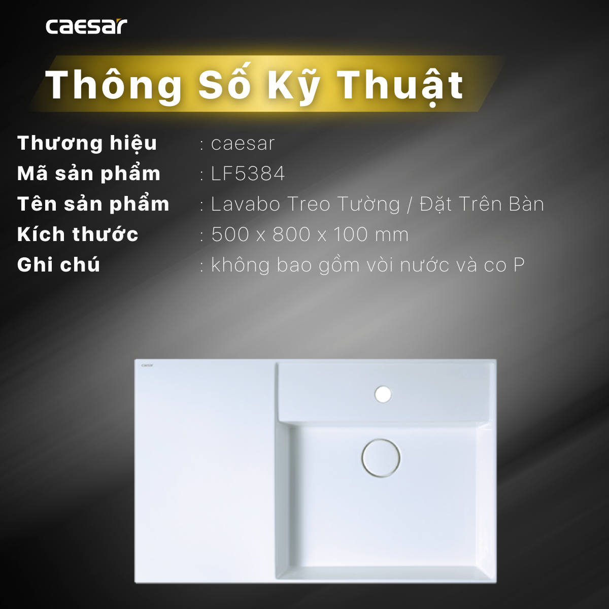 Lavabo treo tường / Lavabo đặt trên bàn Caesar LF5384