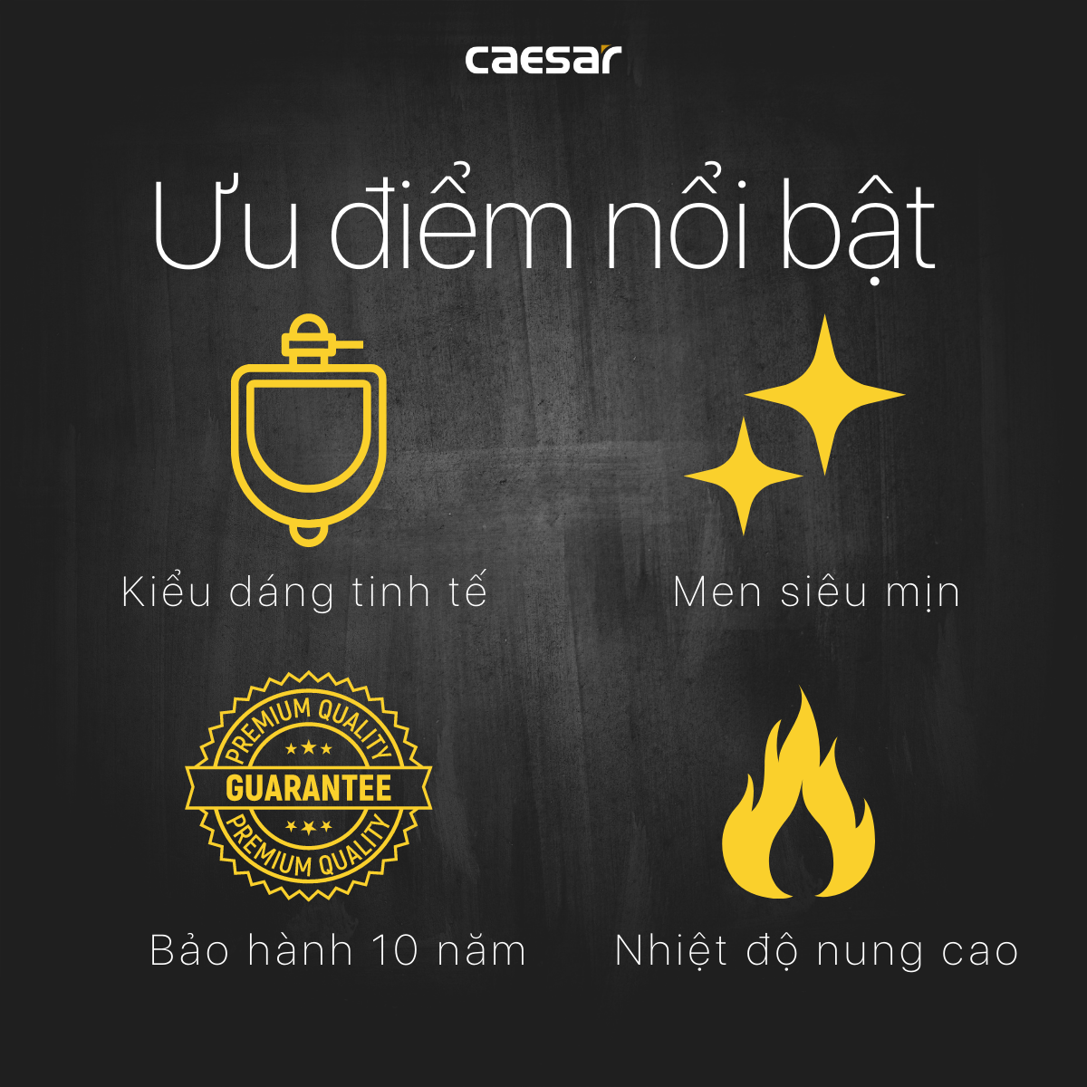 Bệ tiểu Nam (treo tường) + Xả tiểu + Máy tạo Ozon Caesar U0233/A637/A610OZ