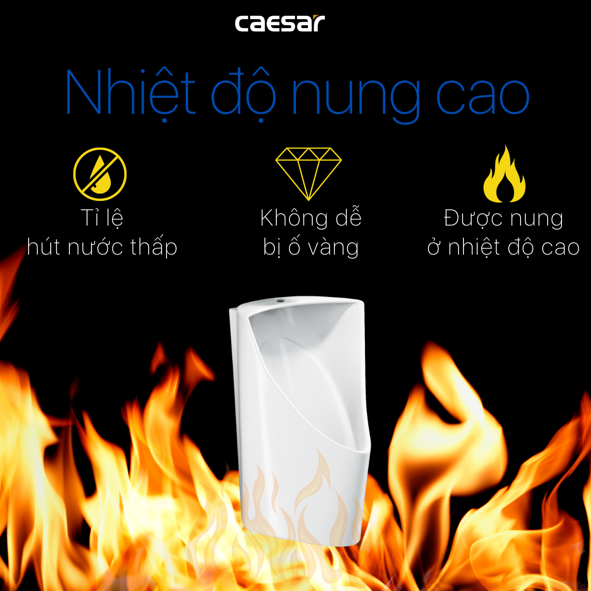 Bệ tiểu Nam (treo tường) + Xả tiểu + Máy tạo Ozon Caesar U0233/A637/A610OZ