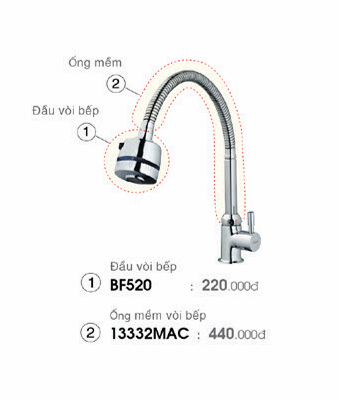 Ống mềm vòi bếp Caesar 13332MAC