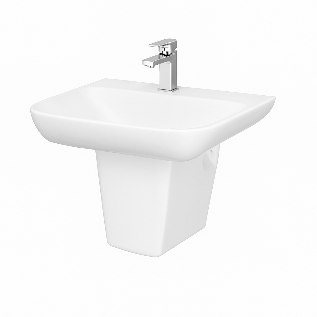 Chậu lavabo treo tường chân lửng Caesar LF5370 + PF2463