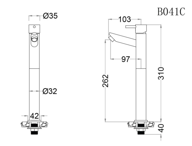 Vòi lavabo lạnh Caesar BT041CU